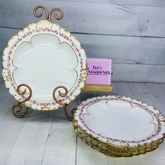 Charles Ahrenfeldt CA Depose RB Boston Made France Floral Gold Trim Bowls Set 4